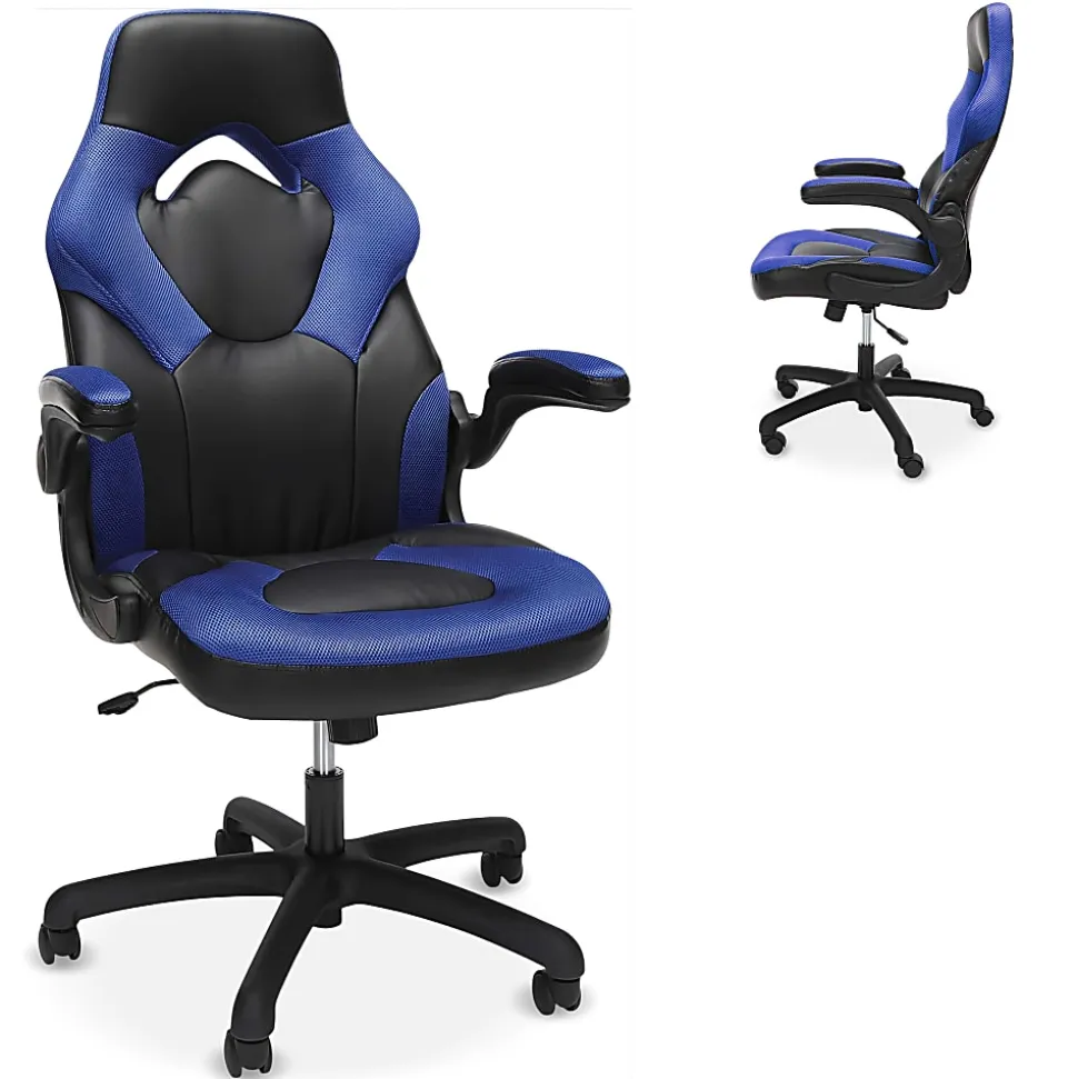 Respawn Racing Style Ergonomic Bonded Leather Computer Gaming Chair, Blue
