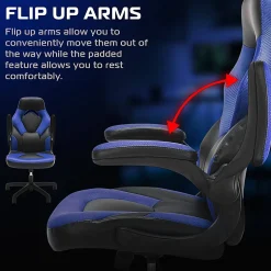 Respawn Racing Style Ergonomic Bonded Leather Computer Gaming Chair, Blue