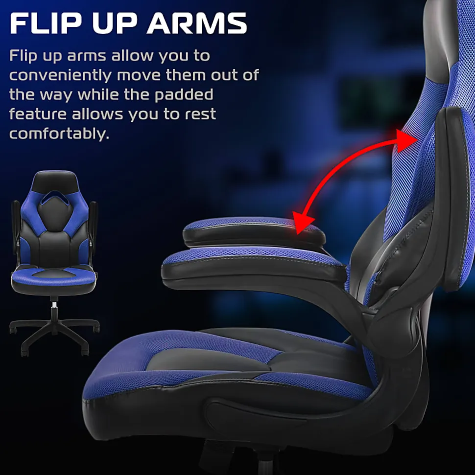 Respawn Racing Style Ergonomic Bonded Leather Computer Gaming Chair, Blue
