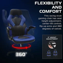 Respawn Racing Style Ergonomic Bonded Leather Computer Gaming Chair, Blue