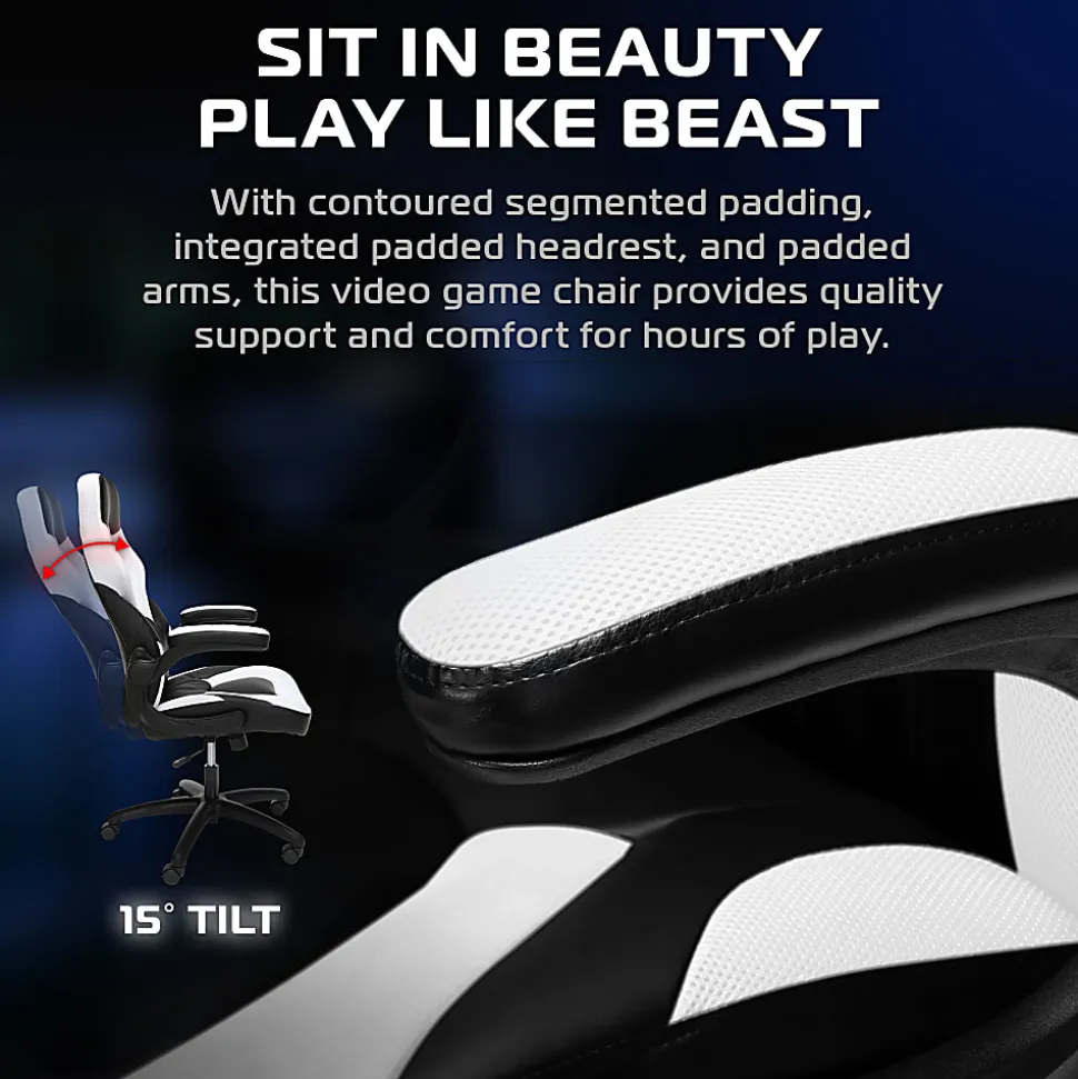 Respawn Racing Style Ergonomic Bonded Leather Computer Gaming Chair, White