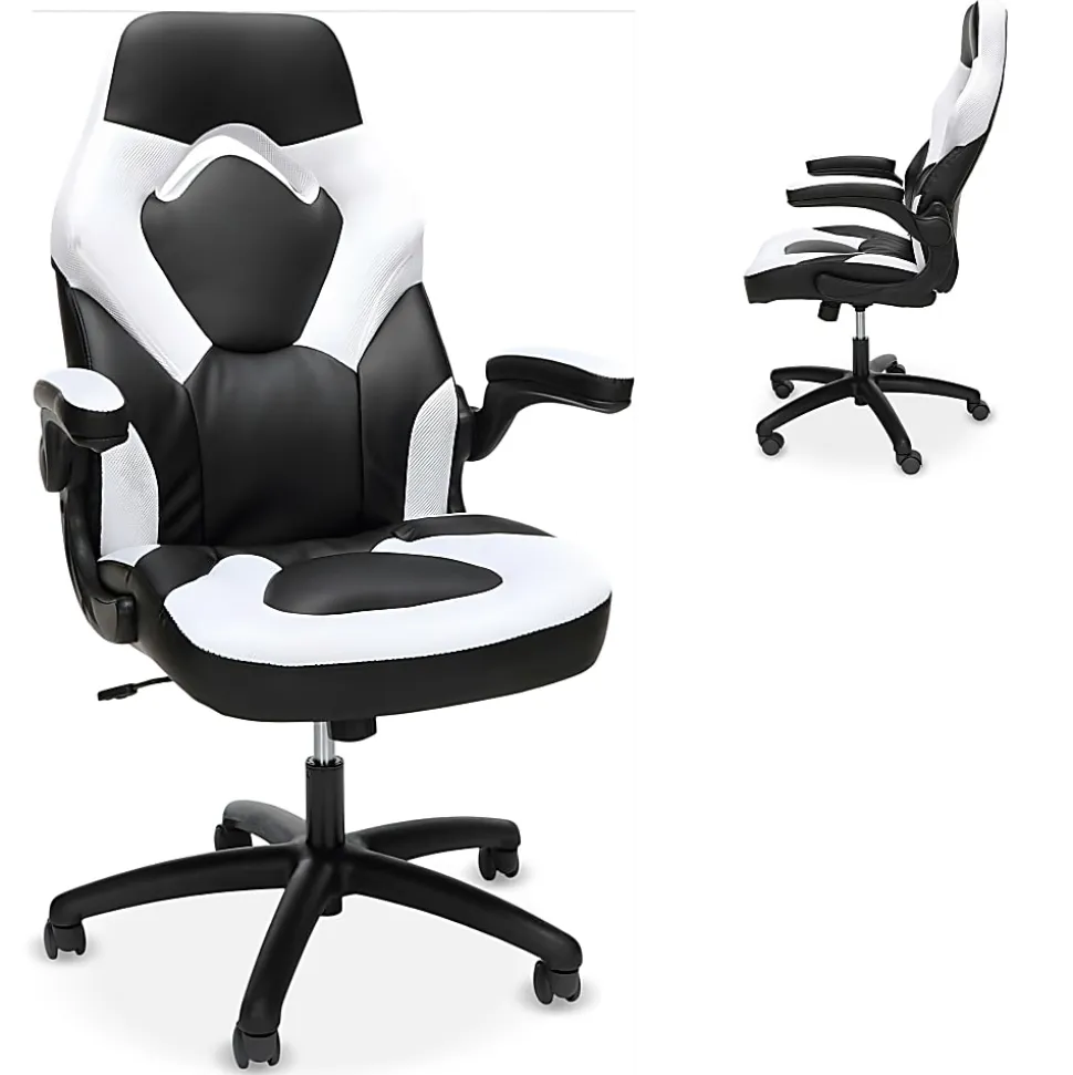 Respawn Racing Style Ergonomic Bonded Leather Computer Gaming Chair, White