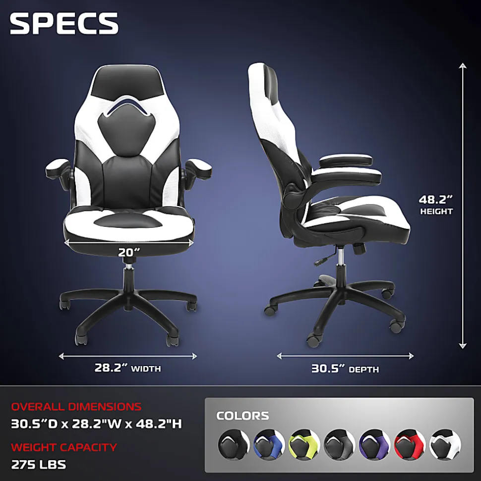 Respawn Racing Style Ergonomic Bonded Leather Computer Gaming Chair, White