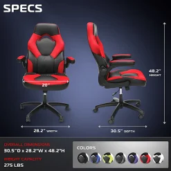 Respawn Racing Style Ergonomic Bonded Leather Computer Gaming Chair, Red