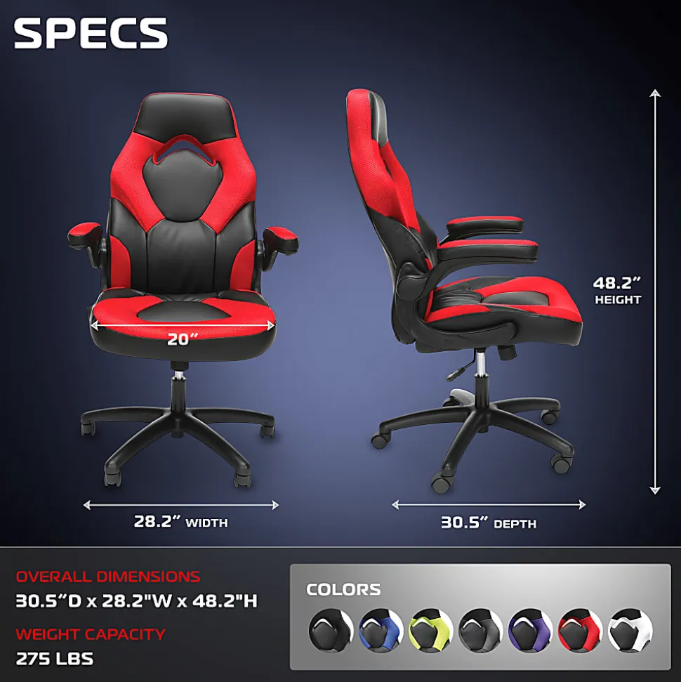 Respawn Racing Style Ergonomic Bonded Leather Computer Gaming Chair, Red