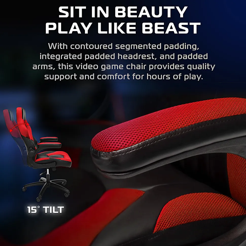 Respawn Racing Style Ergonomic Bonded Leather Computer Gaming Chair, Red