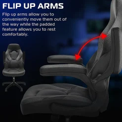 Respawn Racing Style Ergonomic Bonded Leather Computer Gaming Chair, Gray