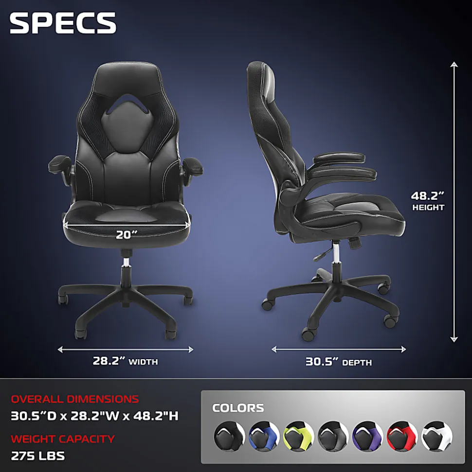 Respawn Racing Style Ergonomic Bonded Leather Computer Gaming Chair, Black
