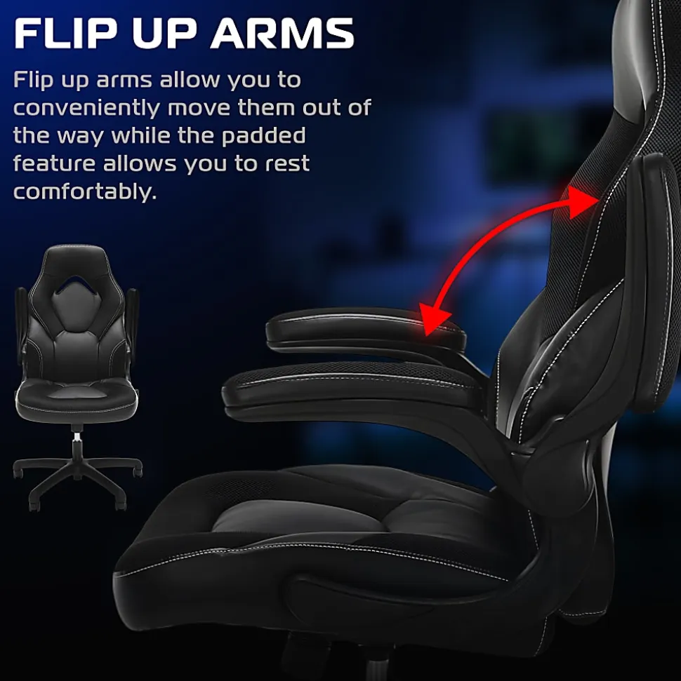 Respawn Racing Style Ergonomic Bonded Leather Computer Gaming Chair, Black