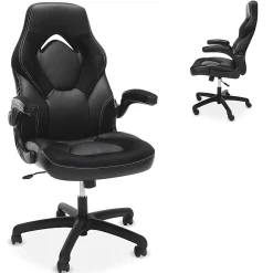 Respawn Racing Style Ergonomic Bonded Leather Computer Gaming Chair, Black