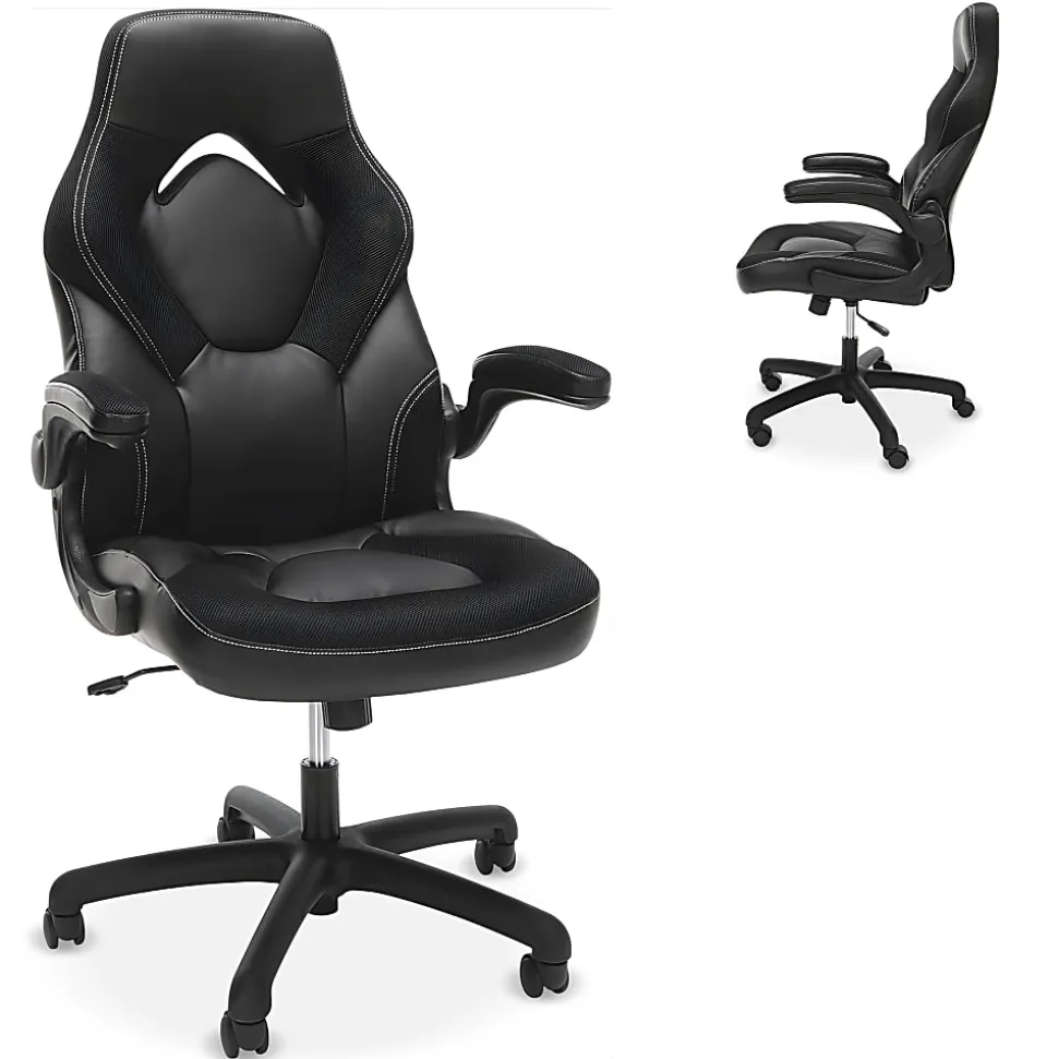 Respawn Racing Style Ergonomic Bonded Leather Computer Gaming Chair, Black