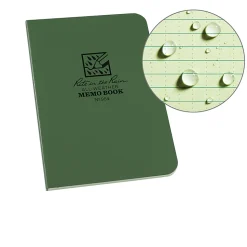 Rite in the Rain Field-Flex Memo Notebook, 3 1/2" x 5", Universal Ruled, 112 Pages (56 Sheets), Green