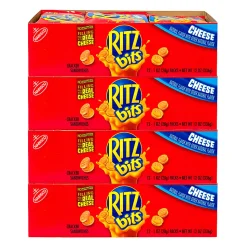 RITZ Bits Cheese Sandwich Crackers, 1 Oz Pouch, Box Of 48 Pouches