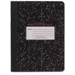 Roaring Spring Tape Bound Composition Notebook, 7 1/2" x 9 3/4", 60 Sheets, Black Marble