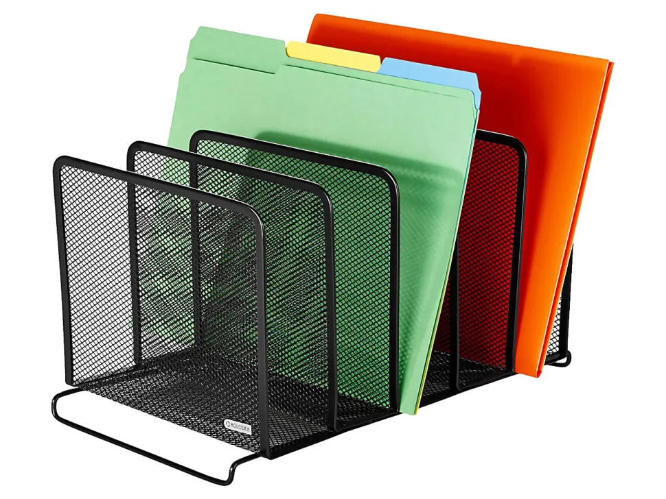 Rolodex Expressions Stacking Sorter, 5 Compartment(s), 8"H x 8.1"W x 14.4"D, Stackable, Black, Steel, 1 Box