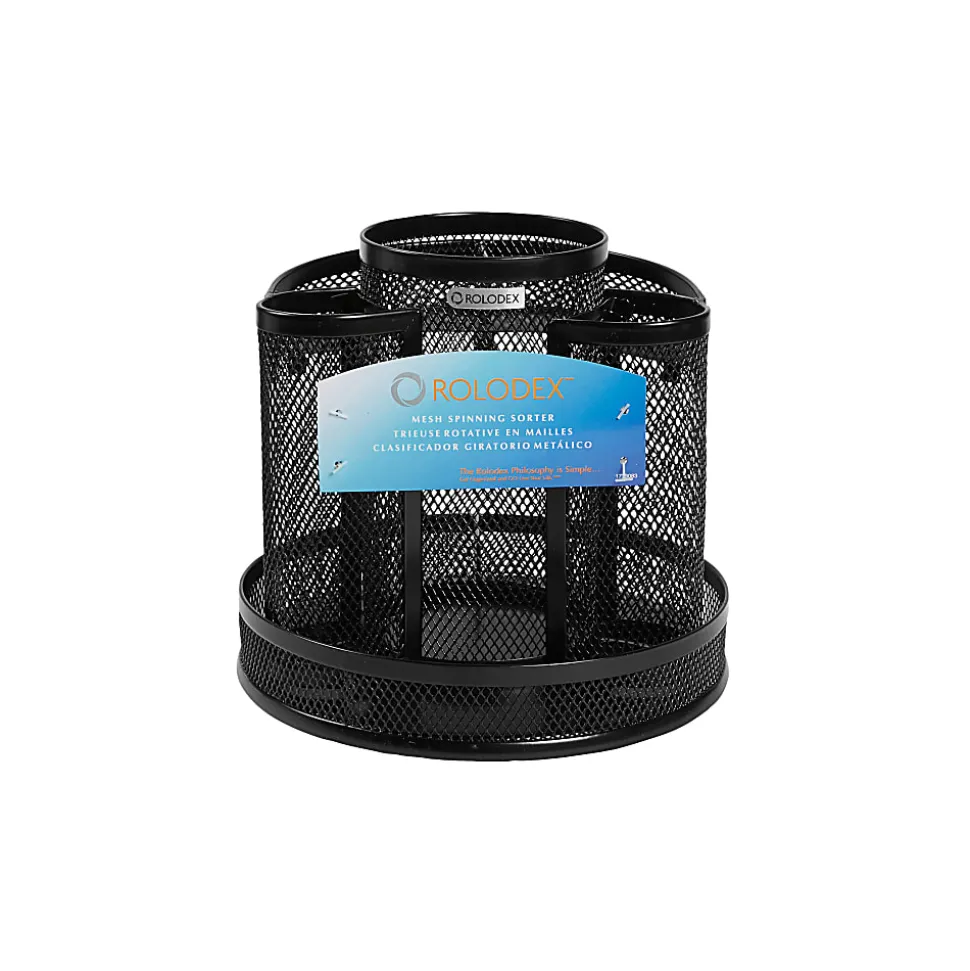 Rolodex® Mesh Spinning Sorter, 6 1/4" x 6 1/2", Black