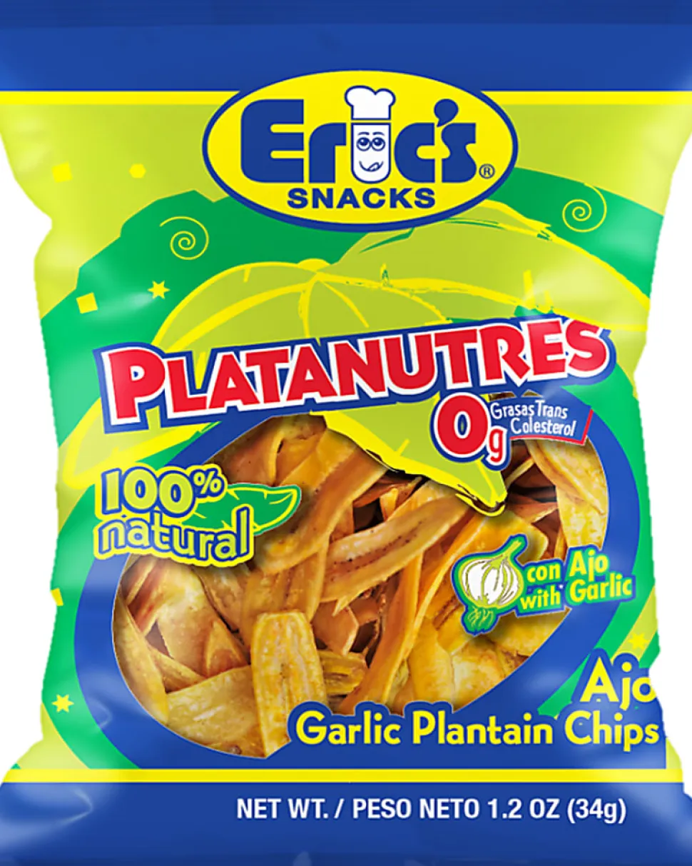 Rovira Foods Eric’s Plantain Chips, Garlic, 1.2 Oz