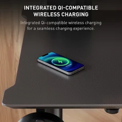 RS Gaming™ Chronos 66”W Height-Adjustable Gaming Desk with Integrated Power and Charging, Black, BIFMA Compliant