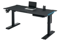 RS Gaming™ Chronos 66”W Height-Adjustable Gaming Desk with Integrated Power and Charging, Black, BIFMA Compliant
