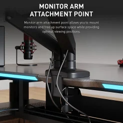 RS Gaming™ Chronos 66”W Height-Adjustable Gaming Desk with Integrated Power and Charging, Black, BIFMA Compliant