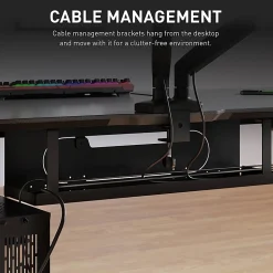 RS Gaming™ Chronos 66”W Height-Adjustable Gaming Desk with Integrated Power and Charging, Black, BIFMA Compliant