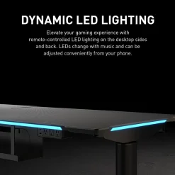 RS Gaming™ Chronos 66”W Height-Adjustable Gaming Desk with Integrated Power and Charging, Black, BIFMA Compliant