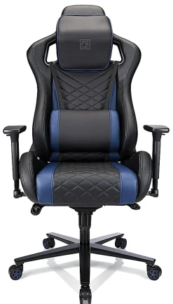 RS Gaming™ Davanti Vegan Leather High-Back Gaming Office Chair, Black/Blue, BIFMA Compliant