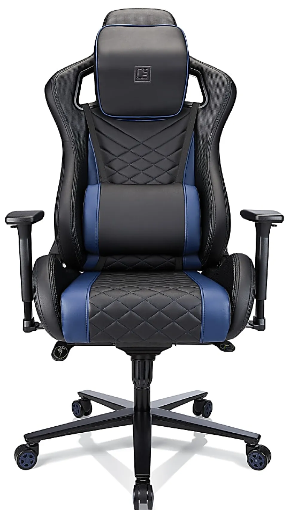 RS Gaming™ Davanti Vegan Leather High-Back Gaming Office Chair, Black/Blue, BIFMA Compliant