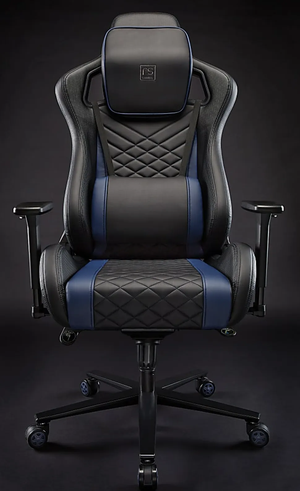 RS Gaming™ Davanti Vegan Leather High-Back Gaming Office Chair, Black/Blue, BIFMA Compliant