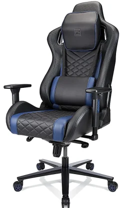 RS Gaming™ Davanti Vegan Leather High-Back Gaming Office Chair, Black/Blue, BIFMA Compliant