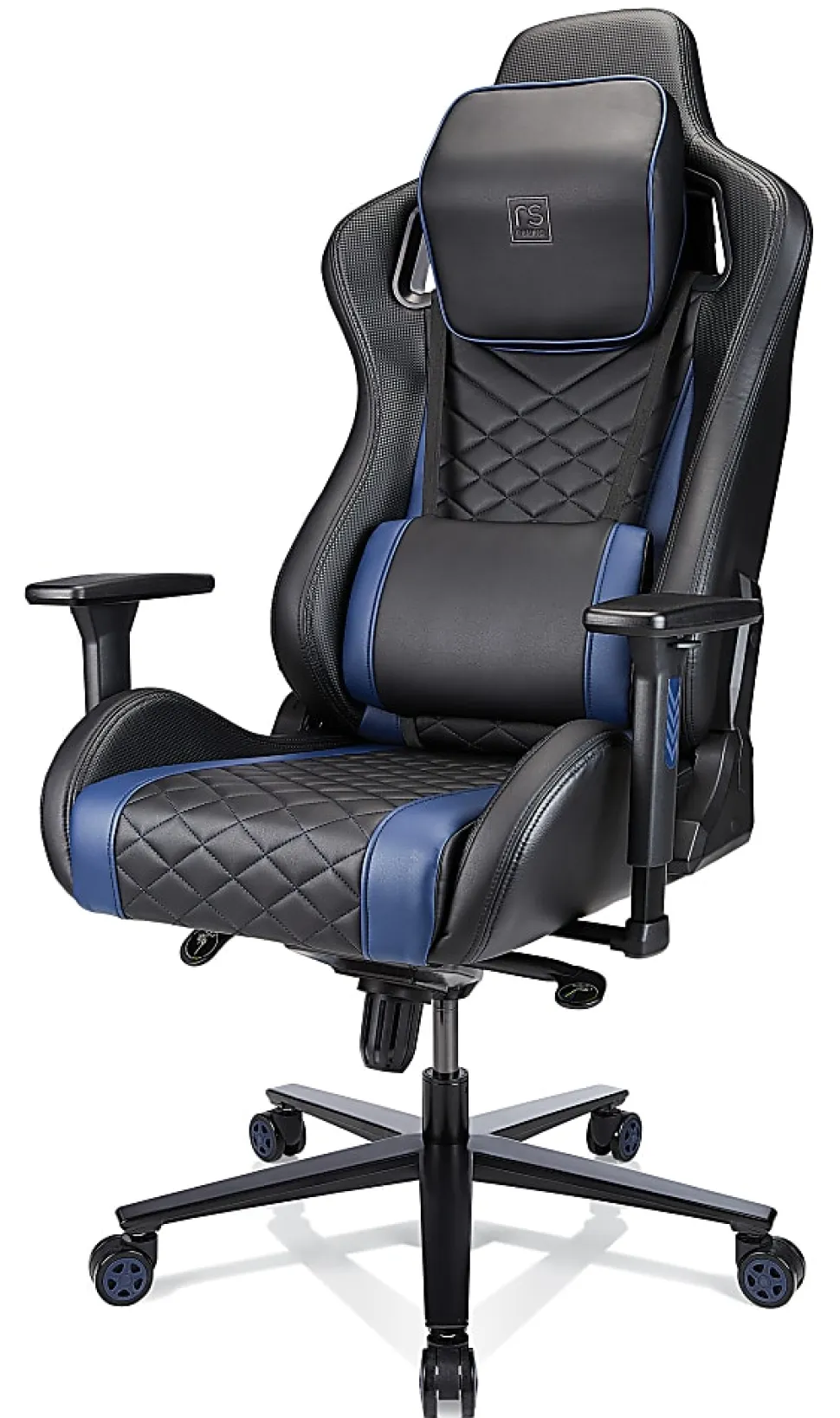 RS Gaming™ Davanti Vegan Leather High-Back Gaming Office Chair, Black/Blue, BIFMA Compliant