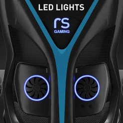 RS Gaming™ Eonix Ergonomic Mesh/Vegan Leather High-Back Active Chair & Footstool, Black/Blue, BIFMA Compliant