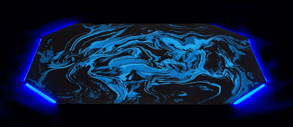 RS Gaming LED Gaming Chair Mat, 36" x 48", Black/Blue Swirl