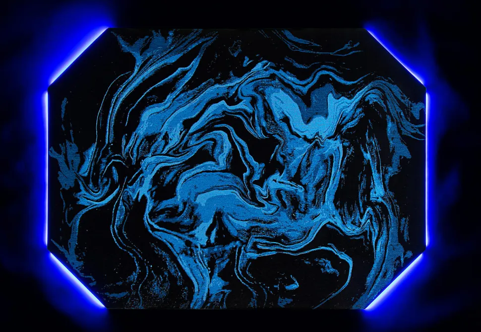 RS Gaming LED Gaming Chair Mat, 36" x 48", Black/Blue Swirl