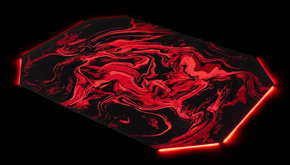 RS Gaming LED Gaming Chair Mat, 36" x 48", Black/Red Swirl