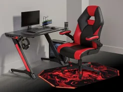 RS Gaming LED Gaming Chair Mat, 36" x 48", Black/Red Swirl