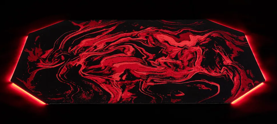 RS Gaming LED Gaming Chair Mat, 36" x 48", Black/Red Swirl
