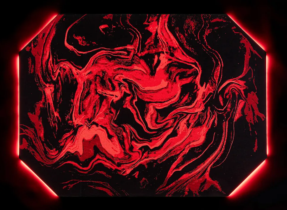 RS Gaming LED Gaming Chair Mat, 36" x 48", Black/Red Swirl