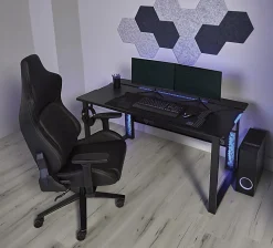 RS Gaming™ Mergence 60"W RGB Gaming Computer Desk With 10 Acoustic Panels, Black