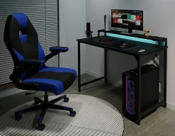 RS Gaming™ RGX Faux Leather High-Back Gaming Office Chair, Black/Blue, BIFMA Compliant