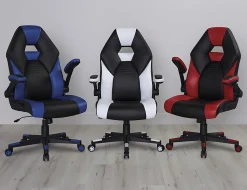 RS Gaming™ RGX Faux Leather High-Back Gaming Office Chair, Black/Blue, BIFMA Compliant
