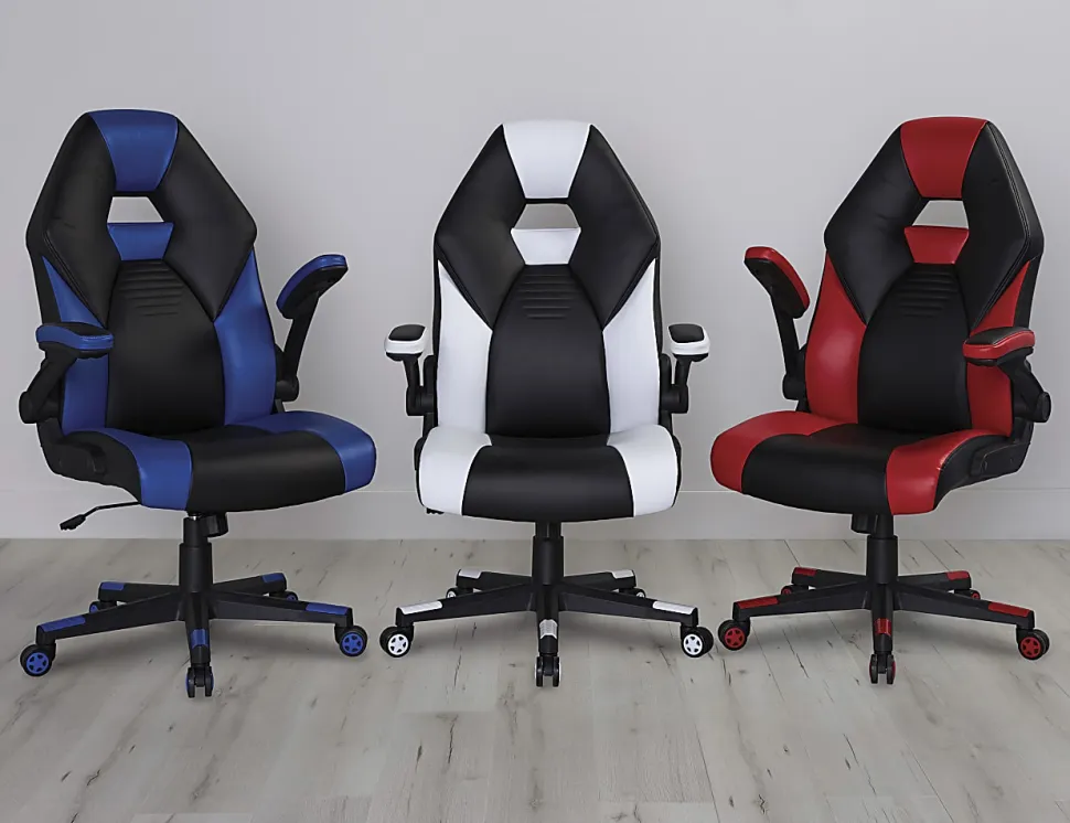 RS Gaming™ RGX Faux Leather High-Back Gaming Office Chair, Black/Blue, BIFMA Compliant