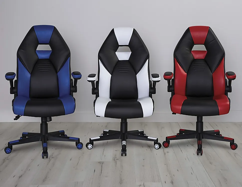 RS Gaming™ RGX Faux Leather High-Back Gaming Office Chair, Black/Blue, BIFMA Compliant