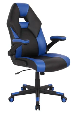 RS Gaming™ RGX Faux Leather High-Back Gaming Office Chair, Black/Blue, BIFMA Compliant