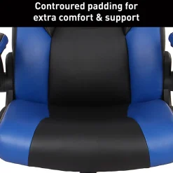 RS Gaming™ RGX Faux Leather High-Back Gaming Office Chair, Black/Blue, BIFMA Compliant