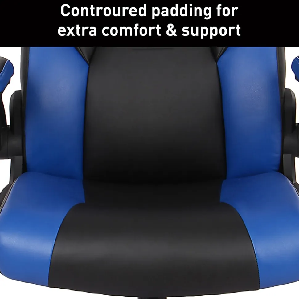 RS Gaming™ RGX Faux Leather High-Back Gaming Office Chair, Black/Blue, BIFMA Compliant
