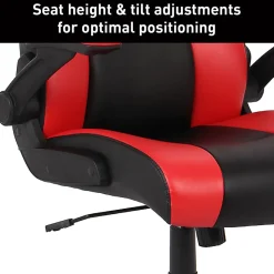RS Gaming™ RGX Faux Leather High-Back Gaming Office Chair, Black/Red, BIFMA Compliant