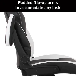 RS Gaming™ RGX Faux Leather High-Back Gaming Office Chair, Black/White, BIFMA Compliant