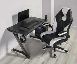 RS Gaming™ RGX Faux Leather High-Back Gaming Office Chair, Black/White, BIFMA Compliant