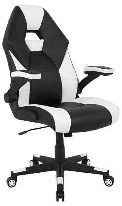 RS Gaming™ RGX Faux Leather High-Back Gaming Office Chair, Black/White, BIFMA Compliant